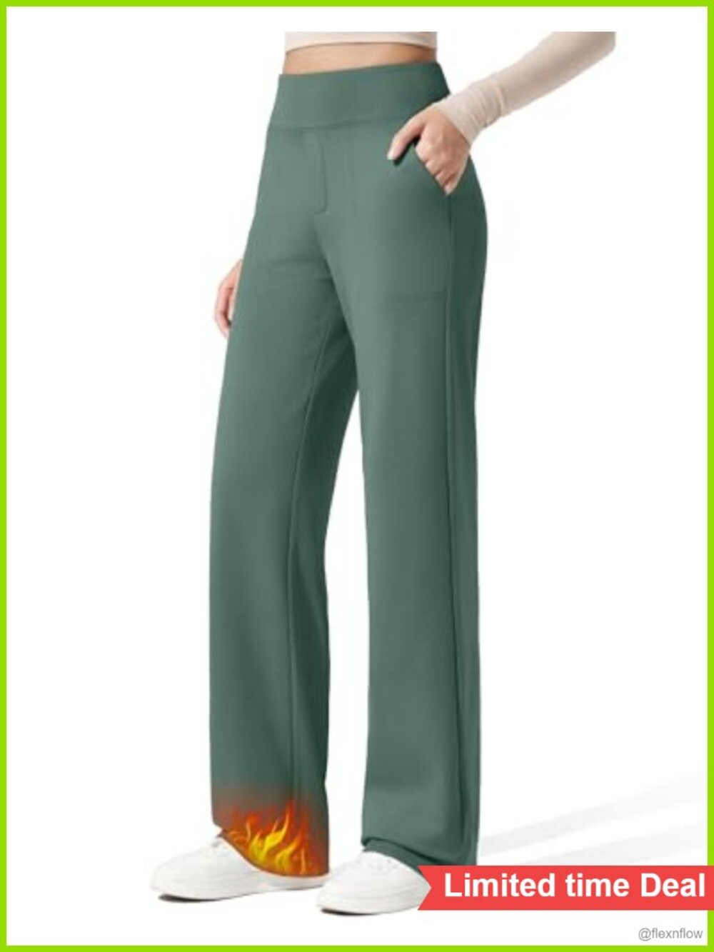 Fleece Lined Wide Leg Pants Women Dressy Work Casual High Rise Stretch